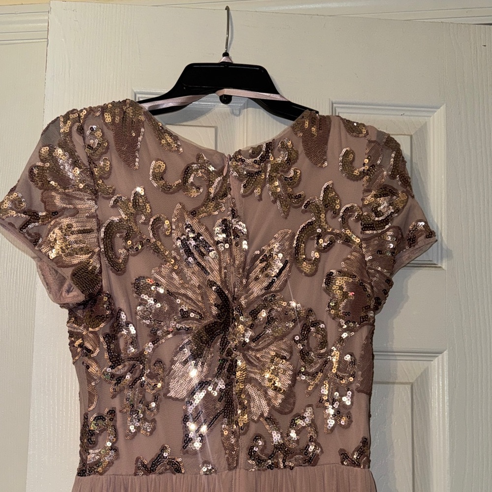 Betsy & Adam Blush Sequin Floral Bodice Maxi Dress - Picture 10 of 15